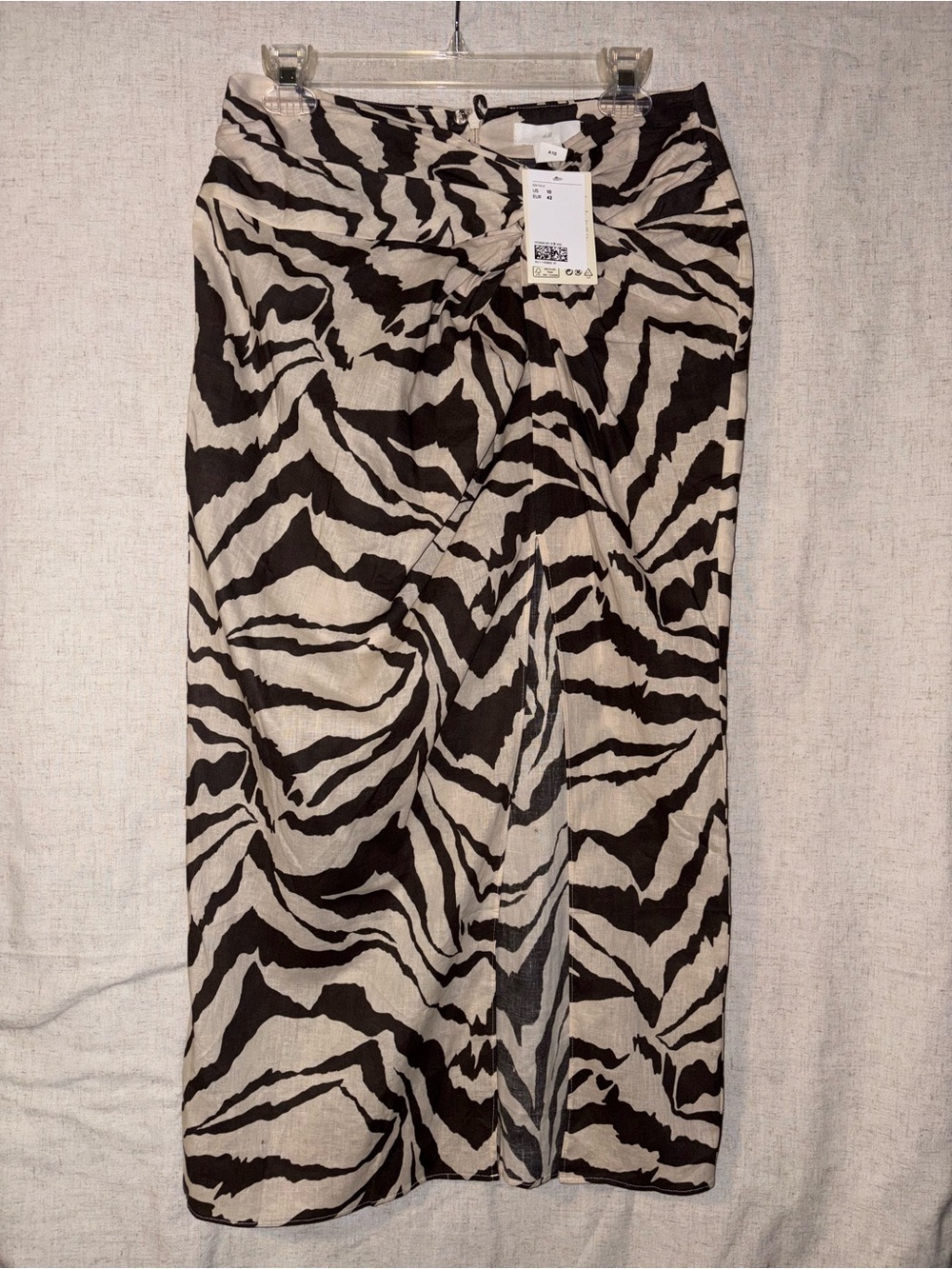Women’s Zebra Print Midi Skirt - Black & Cream